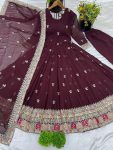 DESIGNER GEORGETTE EMBROIDERY SEQUENCE WORK GOWN BOTTOM WITH DUPATTA PARTY WEAR WHOLESALE PRICE ETHNIC GARMENT (4)