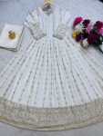 DESIGNER GEORGETTE EMBROIDERY SEQUENCE WORK GOWN BOTTOM WITH DUPATTA PARTY WEAR WHOLESALE PRICE ETHNIC GARMENT (6)