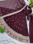 DESIGNER GEORGETTE EMBROIDERY SEQUENCE WORK GOWN BOTTOM WITH DUPATTA PARTY WEAR WHOLESALE PRICE ETHNIC GARMENT (4)
