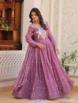 DESIGNER GEORGETTE EMBROIDERY SEQUENCE WORK GOWN WITH DUPATTA FESTIVE WEAR WHOLESALE PRICE ETHIC GARMENT (7)
