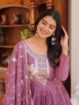 DESIGNER GEORGETTE EMBROIDERY SEQUENCE WORK GOWN WITH DUPATTA FESTIVE WEAR WHOLESALE PRICE ETHIC GARMENT (7)