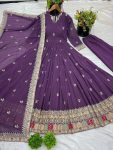 DESIGNER GEORGETTE EMBROIDERY SEQUENCE WORK GOWN WITH DUPATTA FESTIVE WEAR WHOLESALE PRICE ETHNIC GARMENT (7)