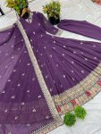 DESIGNER GEORGETTE EMBROIDERY SEQUENCE WORK GOWN WITH DUPATTA FESTIVE WEAR WHOLESALE PRICE ETHNIC GARMENT (7)
