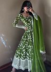 DESIGNER GEORGETTE EMBROIDERY SEQUENCE WORK GOWN WITH DUPATTA FESTIVE WEAR WHOLESALE PRICE ETHNIC GARMENT (3)