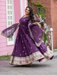 DESIGNER GEORGETTE EMBROIDERY SEQUENCE WORK GOWN WITH DUPATTA FESTIVE WEAR WHOLESALE PRICE ETHNIC GARMENT (7)
