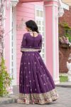 DESIGNER GEORGETTE EMBROIDERY SEQUENCE WORK GOWN WITH DUPATTA FESTIVE WEAR WHOLESALE PRICE ETHNIC GARMENT (7)