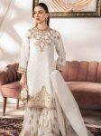 DESIGNER GEORGETTE EMBROIDERY SEQUENCE WORK TOP SHARARA WITH DUPATTA WHITE