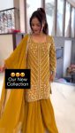 DESIGNER GEORGETTE EMBROIDERY SEQUENCE WORK TOP SHARARA WITH DUPATTA FESTIVE WEAR WHOLESALE PRICE ETHNIC GARMENT (2)