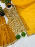 DESIGNER GEORGETTE EMBROIDERY SEQUENCE WORK TOP SHARARA WITH DUPATTA FESTIVE WEAR WHOLESALE PRICE ETHNIC GARMENT (2)