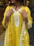 DESIGNER GEORGETTE EMBROIDERY WORK TOP BOTTOM WITH DUPATTA FESTIVE WEAR WHOLESALE PRICE ETHNIC GARMENT (6)