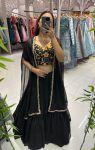 DESIGNER GEORGETTE PLEATED LEHENGA EMBROIDERY THREAD SEQUENCE WORK BLOUSE WITH SHRUG PARTY WEAR WHOLESALE PRICE ETHNIC GARMENT (1)
