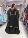 DESIGNER GEORGETTE PLEATED LEHENGA EMBROIDERY THREAD SEQUENCE WORK BLOUSE WITH SHRUG PARTY WEAR WHOLESALE PRICE ETHNIC GARMENT (1)