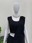 DESIGNER GEORGETTE SEQUENCE AND THREAD WITH FANCY LACE BORDER WORK READY TO WEAR SAREE WITH BLOUSE AND WAIST BELT PARTY WEAR WHOLESALE PRICE ETHNIC GARMENT (3)