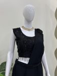 DESIGNER GEORGETTE SEQUENCE AND THREAD WITH FANCY LACE BORDER WORK READY TO WEAR SAREE WITH BLOUSE AND WAIST BELT PARTY WEAR WHOLESALE PRICE ETHNIC GARMENT (3)