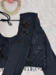 DESIGNER GEORGETTE SEQUENCE AND THREAD WITH FANCY LACE BORDER WORK READY TO WEAR SAREE WITH BLOUSE AND WAIST BELT PARTY WEAR WHOLESALE PRICE ETHNIC GARMENT (3)