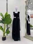 DESIGNER GEORGETTE SEQUENCE AND THREAD WITH FANCY LACE BORDER WORK READY TO WEAR SAREE WITH BLOUSE AND WAIST BELT PARTY WEAR WHOLESALE PRICE ETHNIC GARMENT (3)