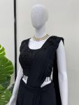 DESIGNER GEORGETTE SEQUENCE AND THREAD WITH FANCY LACE BORDER WORK READY TO WEAR SAREE WITH BLOUSE AND WAIST BELT PARTY WEAR WHOLESALE PRICE ETHNIC GARMENT (3)