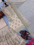 DESIGNER GEORGETTE SEQUENCE EMBROIDERY WITH REAL MIRROR HAND WORK TOP SHARARA WITH DUPATTA WEDDING WEAR WHOLESALE PRICE ETHNIC GARMENT (4)
