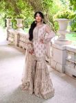 DESIGNER GEORGETTE SEQUENCE EMBROIDERY WITH REAL MIRROR HAND WORK TOP SHARARA WITH DUPATTA PEACH