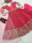 DESIGNER GEORGETTE SEQUENCE EMBROIDERY WORK GOWN BOTTOM WITH DUPATTA AND WAIST BELT WEDDING WEAR WHOLESALE PRICE ETHNIC GARMENT (2)