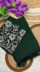 DESIGNER GEORGETTE STONE DIAMOND WITH FANCY ZALAR WORK SAREE WITH UNSTITCHED BLOUSE GREEN