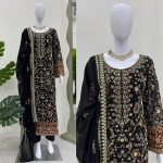 DESIGNER GEORGETTE THREAD AND SEQUENCE WITH REAL STONE WORK TOP BOTTOM WITH DUPATTA FESTIVE WEAR WHOLESALE PRICE ETHNIC GARMENT (2)