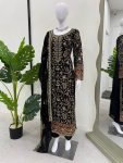 DESIGNER GEORGETTE THREAD AND SEQUENCE WITH REAL STONE WORK TOP BOTTOM WITH DUPATTA FESTIVE WEAR WHOLESALE PRICE ETHNIC GARMENT (2)