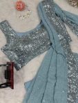 DESIGNER GEORGETTE THREAD WITH SEQUENCE WORK LEHENGA SAREE WITH BLOUSE PARTY WEAR WHOLESALE PRICE ETHNIC GARMENT (2)