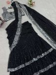 DESIGNER GEORGETTE THREAD WITH SEQUENCE WORK LEHENGA SAREE WITH BLOUSE PARTY WEAR WHOLESALE PRICE ETHNIC GARMENT (4)
