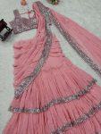 DESIGNER GEORGETTE THREAD WITH SEQUENCE WORK LEHENGA SAREE WITH BLOUSE PARTY WEAR WHOLESALE PRICE ETHNIC GARMENT (4)