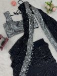 DESIGNER GEORGETTE THREAD WITH SEQUENCE WORK LEHENGA SAREE WITH BLOUSE PARTY WEAR WHOLESALE PRICE ETHNIC GARMENT (4)