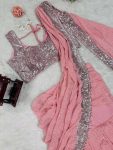 DESIGNER GEORGETTE THREAD WITH SEQUENCE WORK LEHENGA SAREE WITH BLOUSE PARTY WEAR WHOLESALE PRICE ETHNIC GARMENT (4)