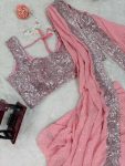 DESIGNER GEORGETTE THREAD WITH SEQUENCE WORK LEHENGA SAREE WITH BLOUSE PARTY WEAR WHOLESALE PRICE ETHNIC GARMENT (4)