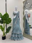DESIGNER GEORGETTE THREAD WITH SEQUENCE WORK LEHENGA SAREE WITH BLOUSE PARTY WEAR WHOLESALE PRICE ETHNIC GARMENT (2)