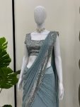 DESIGNER GEORGETTE THREAD WITH SEQUENCE WORK LEHENGA SAREE WITH BLOUSE PARTY WEAR WHOLESALE PRICE ETHNIC GARMENT (2)