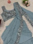 DESIGNER GEORGETTE THREAD WITH SEQUENCE WORK LEHENGA SAREE WITH BLOUSE PARTY WEAR WHOLESALE PRICE ETHNIC GARMENT (2)