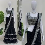 DESIGNER GEORGETTE THREAD WITH SEQUENCE WORK LEHENGA SAREE WITH BLOUSE PARTY WEAR WHOLESALE PRICE ETHNIC GARMENT (4)