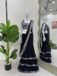 DESIGNER GEORGETTE THREAD WITH SEQUENCE WORK LEHENGA SAREE WITH BLOUSE PARTY WEAR WHOLESALE PRICE ETHNIC GARMENT (4)