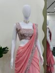 DESIGNER GEORGETTE THREAD WITH SEQUENCE WORK LEHENGA SAREE WITH BLOUSE PARTY WEAR WHOLESALE PRICE ETHNIC GARMENT (4)