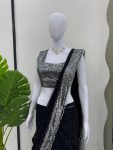 DESIGNER GEORGETTE THREAD WITH SEQUENCE WORK LEHENGA SAREE WITH BLOUSE PARTY WEAR WHOLESALE PRICE ETHNIC GARMENT (4)