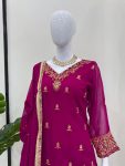 DESIGNER GEORGETTE THREAD WITH SEQUENCE WORK TOP PALAZZO WITH DUPATTA FETIVE WEAR WHOLESALE PRICE ETHNIC GARMENT (4)