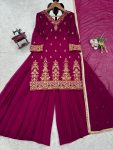DESIGNER GEORGETTE THREAD WITH SEQUENCE WORK TOP PALAZZO WITH DUPATTA FETIVE WEAR WHOLESALE PRICE ETHNIC GARMENT (4)