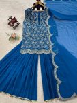 DESIGNER GEORGETTE THREAD WITH SEQUENCE WORK TOP SHARARA WITH DUPATTA FESTIVE WEAR WHOLESALE PRICE ETHNIC GARMENT (3)