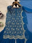 DESIGNER GEORGETTE THREAD WITH SEQUENCE WORK TOP SHARARA WITH DUPATTA FESTIVE WEAR WHOLESALE PRICE ETHNIC GARMENT (3)