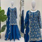 DESIGNER GEORGETTE THREAD WITH SEQUENCE WORK TOP SHARARA WITH DUPATTA FESTIVE WEAR WHOLESALE PRICE ETHNIC GARMENT (3)