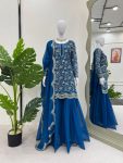 DESIGNER GEORGETTE THREAD WITH SEQUENCE WORK TOP SHARARA WITH DUPATTA FESTIVE WEAR WHOLESALE PRICE ETHNIC GARMENT (3)
