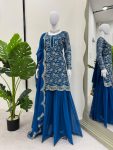 DESIGNER GEORGETTE THREAD WITH SEQUENCE WORK TOP SHARARA WITH DUPATTA FESTIVE WEAR WHOLESALE PRICE ETHNIC GARMENT (3)