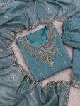DESIGNER GOLD CRUSH EMBROIDERY SEQUENCE THREAD AND READY MADE LACE WORK TOP PALAZZO WITH DUPATTA FESTIVE WEAR WHOLESALE PRICE ETHNIC GARMENT (7)
