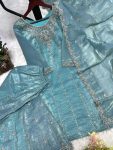 DESIGNER GOLD CRUSH EMBROIDERY SEQUENCE THREAD AND READY MADE LACE WORK TOP PALAZZO WITH DUPATTA FESTIVE WEAR WHOLESALE PRICE ETHNIC GARMENT (7)