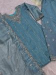 DESIGNER GOLD CRUSH EMBROIDERY SEQUENCE THREAD AND READY MADE LACE WORK TOP PALAZZO WITH DUPATTA FESTIVE WEAR WHOLESALE PRICE ETHNIC GARMENT (7)